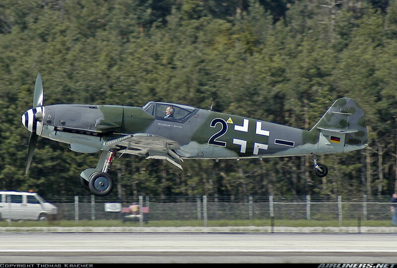 WWII German fighter plane landing