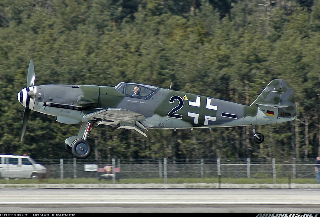 WWII German fighter plane landing