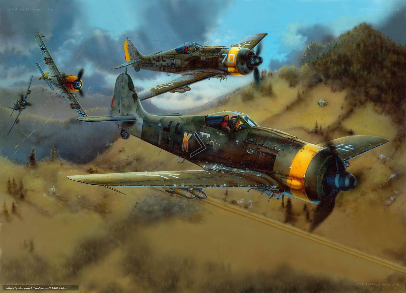 WWII German fighter planes in combat