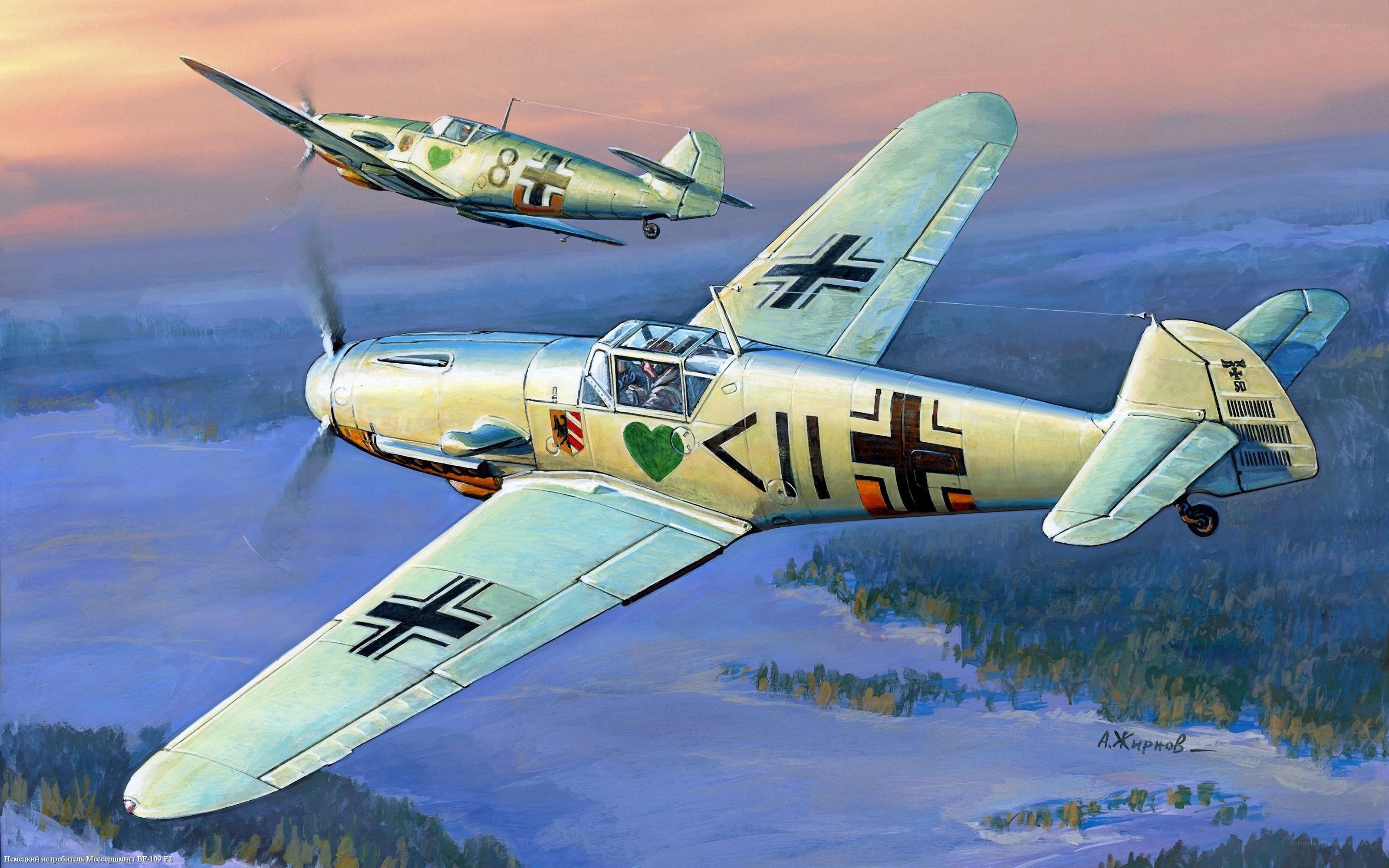WWII German fighter planes in flight