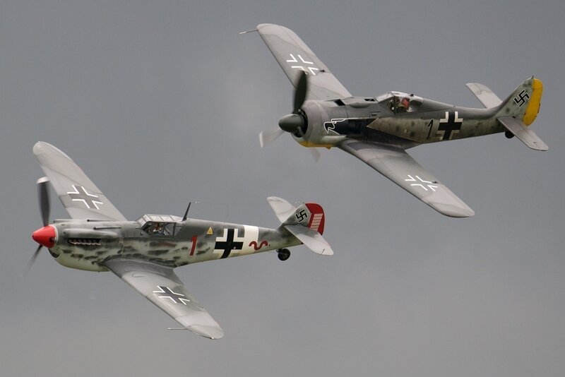 WWII German fighter planes in flight