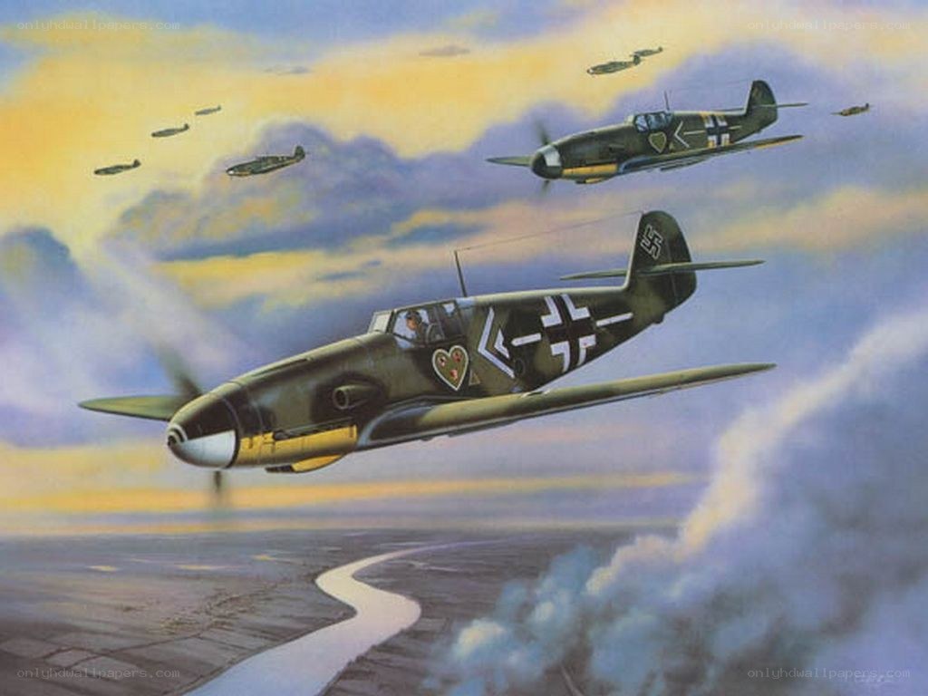 WWII German fighter planes in flight