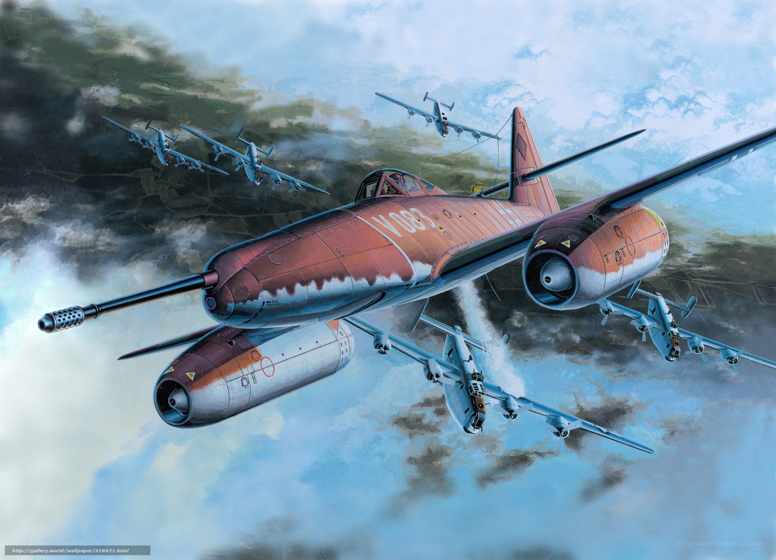 WWII jet fighter formation