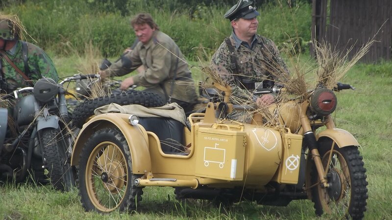 WWII motorcycle sidecar reenactment