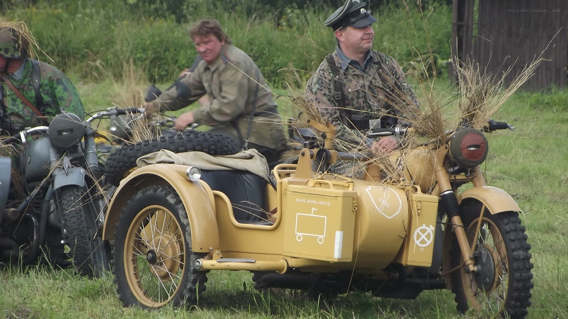 WWII motorcycle sidecar reenactment