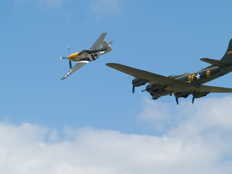 WWII planes in flight