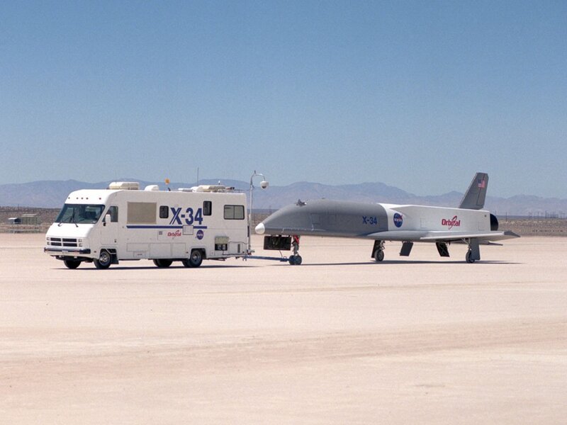 X-34 experimental aircraft on tarmac