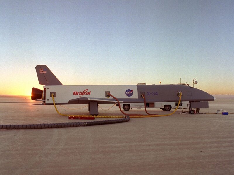 X-34 rocket on launch pad