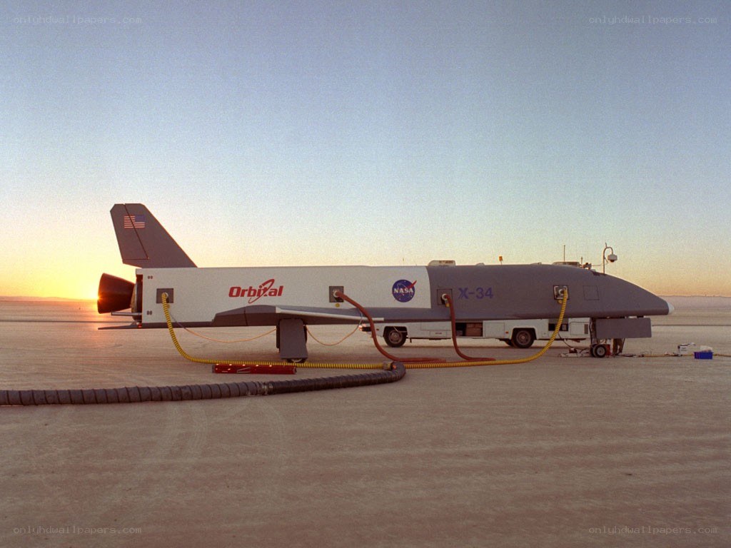 X-34 rocket on launch pad