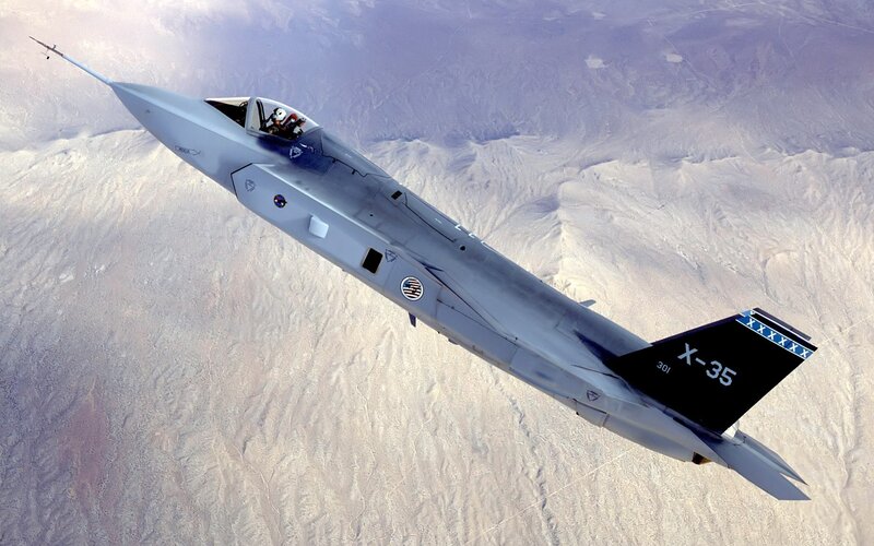 X-35 Fighter Jet — Gray, Aerial