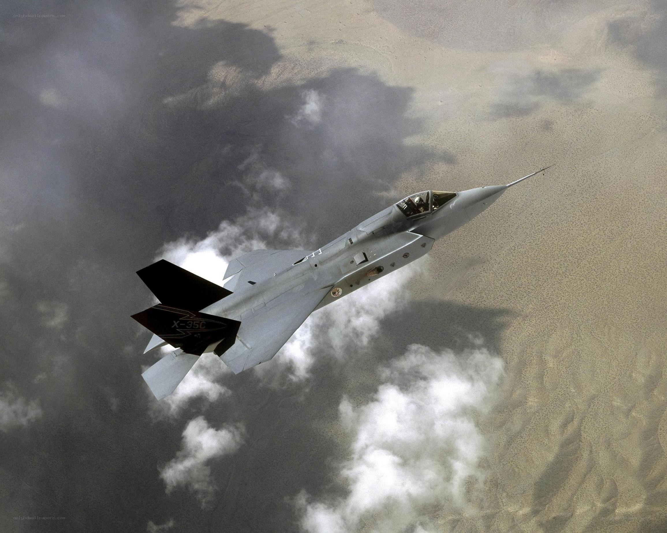 X-35C fighter jet in flight