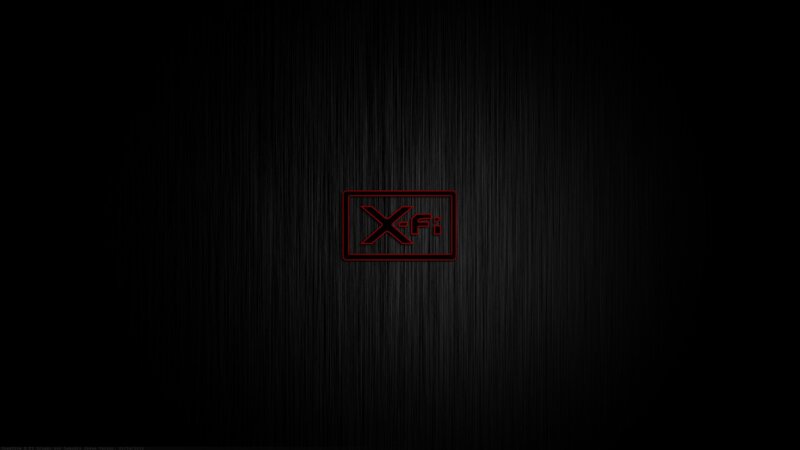 X-Fi logo on dark background