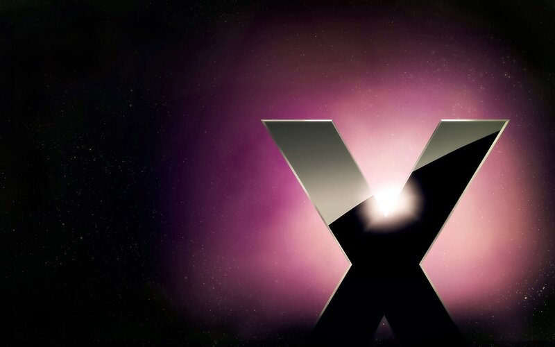 X logo on cosmic background