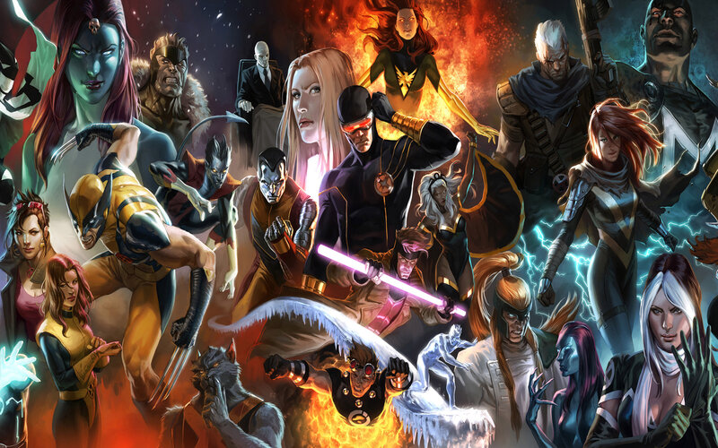 X-Men Characters Group — Red, Dramatic, Comic