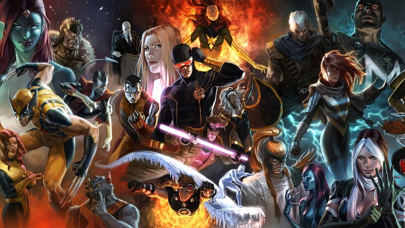X-Men Characters Group — Red, Dramatic, Digital Art