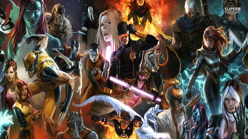 X-Men Characters in Action — Red, Dramatic