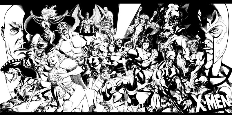 X-Men Characters in Battle — Black, Dramatic