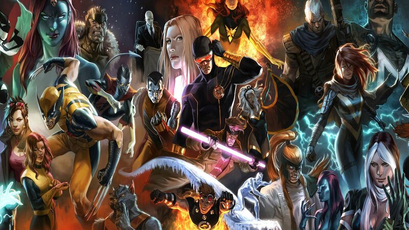 X-Men Characters in Battle — Red, Dramatic, Digital Art