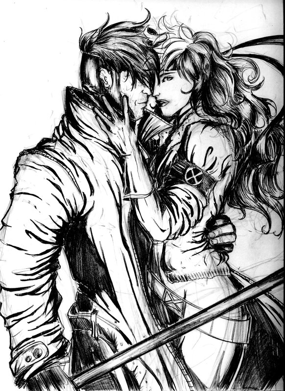 X-Men couple embracing