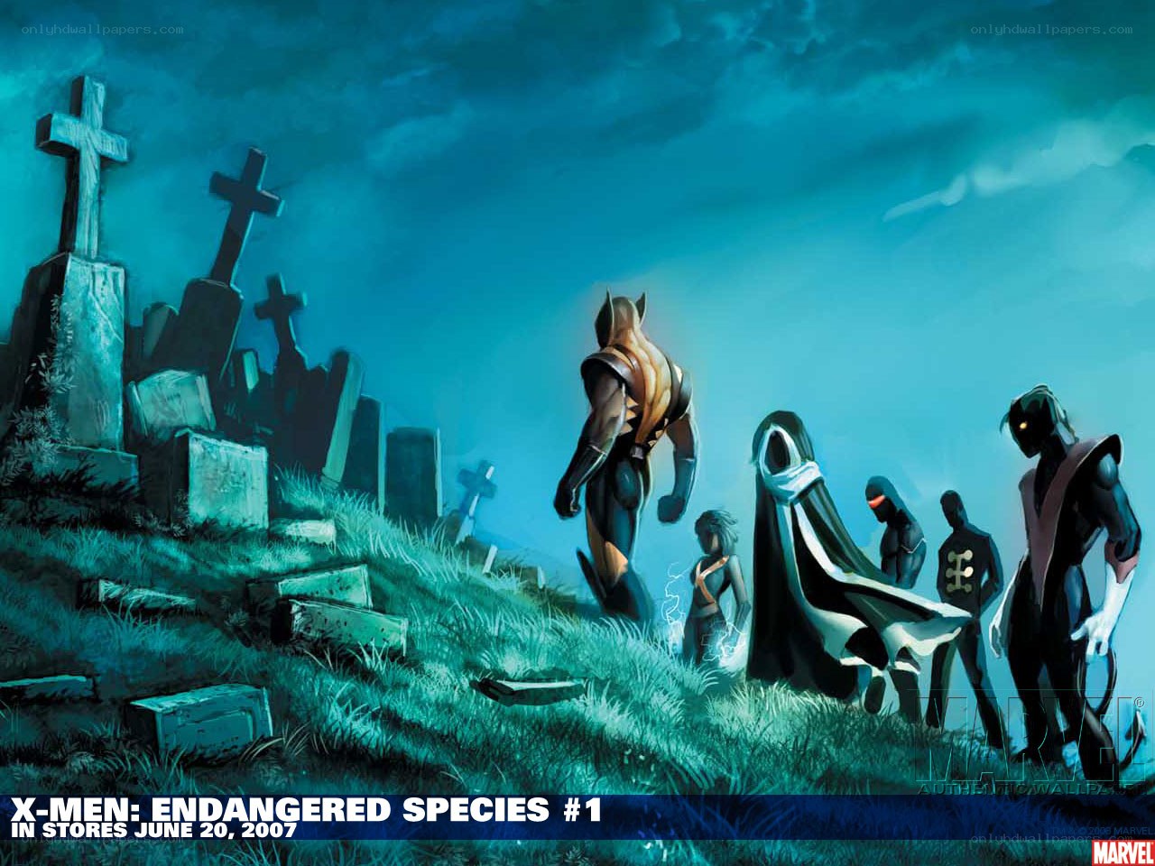 X-Men in a graveyard
