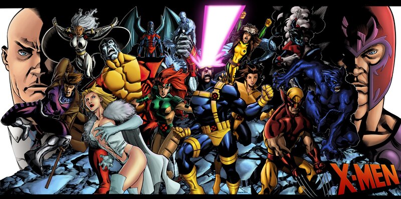 X-Men Team in Action — Black, Dramatic, Comic, Superheroes