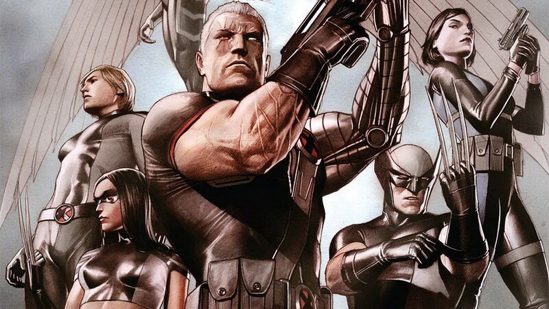 X-Men Team in Action — Black, Dramatic, Comic, Wings