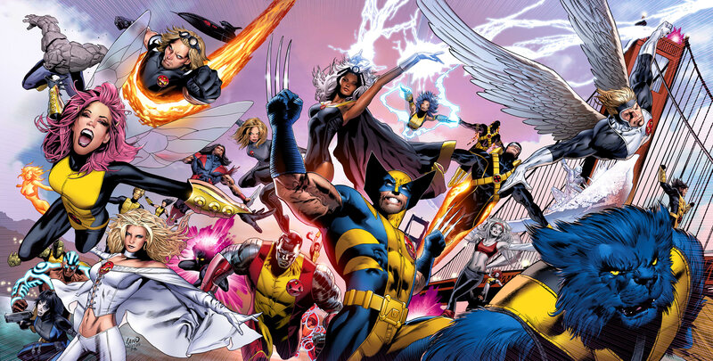 X-Men Team in Action — Blue, Dramatic, Afternoon