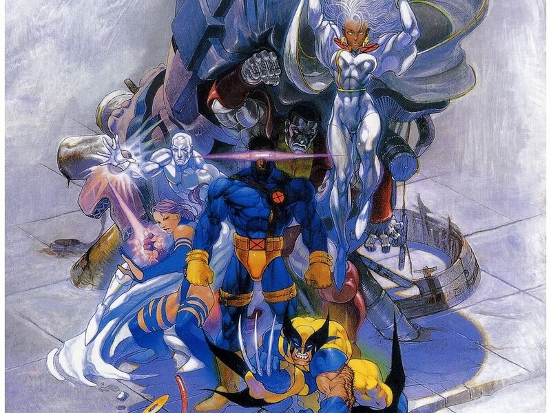 X-Men Team in Action — Blue, Dramatic, Manga