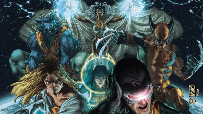 X-Men Team in Action — Blue, Dramatic, Night