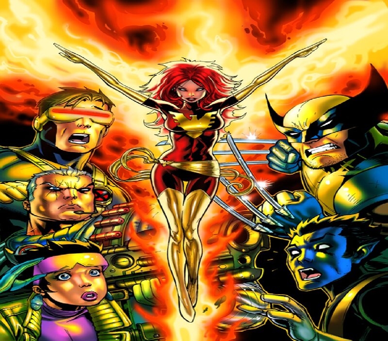 X-Men Team in Action — Red, Dramatic