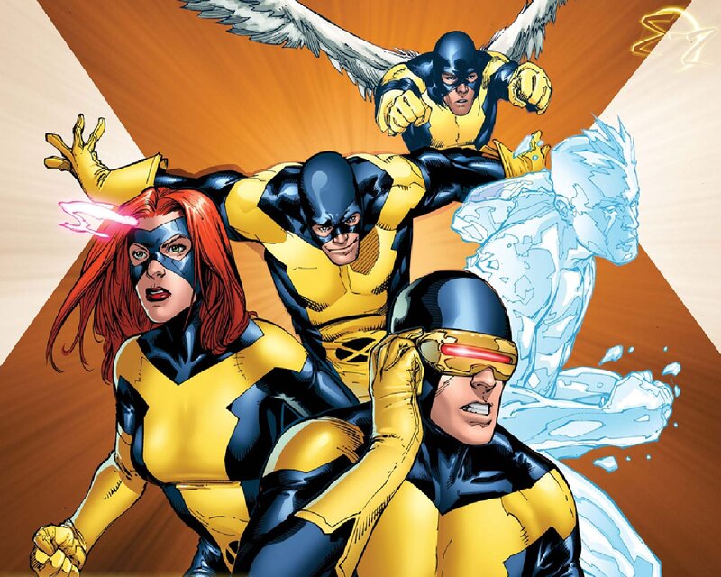 X-Men Team in Action — Yellow, Dramatic, Comic