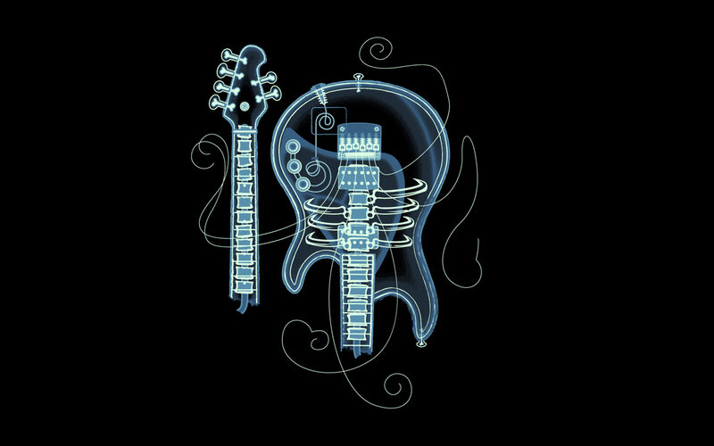 X-ray electric guitar illustration