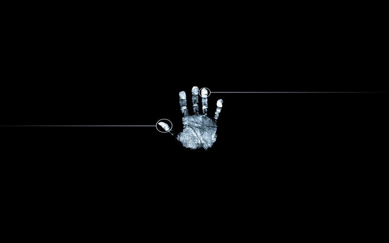 X-ray hand print with lines