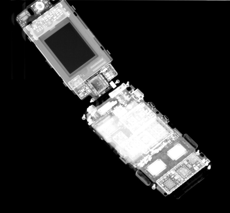 X-ray of a disassembled mobile phone