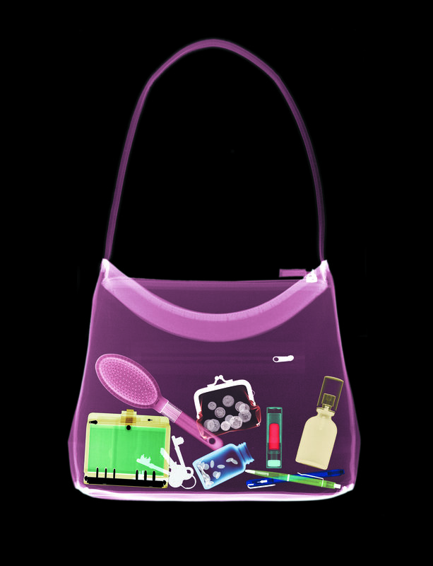 X-ray of a handbag contents