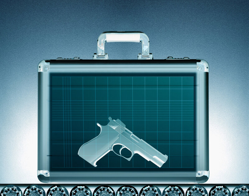 X-ray of gun in briefcase