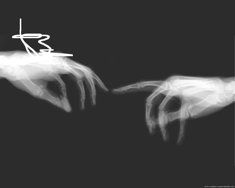 X-ray of Two Hands — White