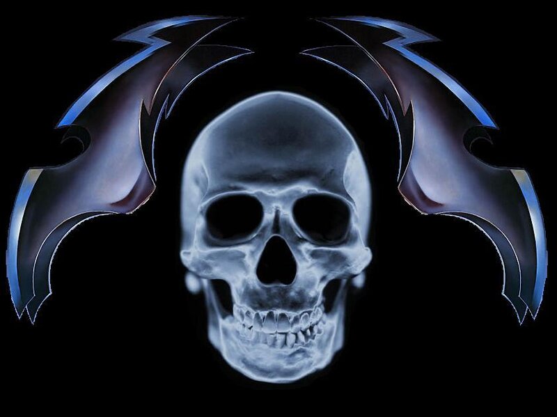 X-ray skull with blades