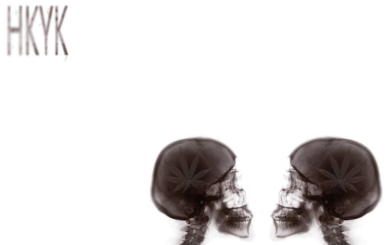 X-ray skulls with cannabis leaf