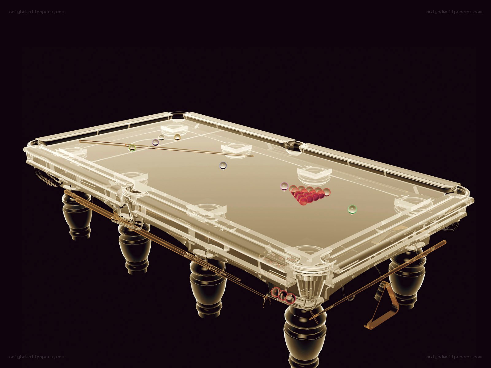 X-ray view of a pool table