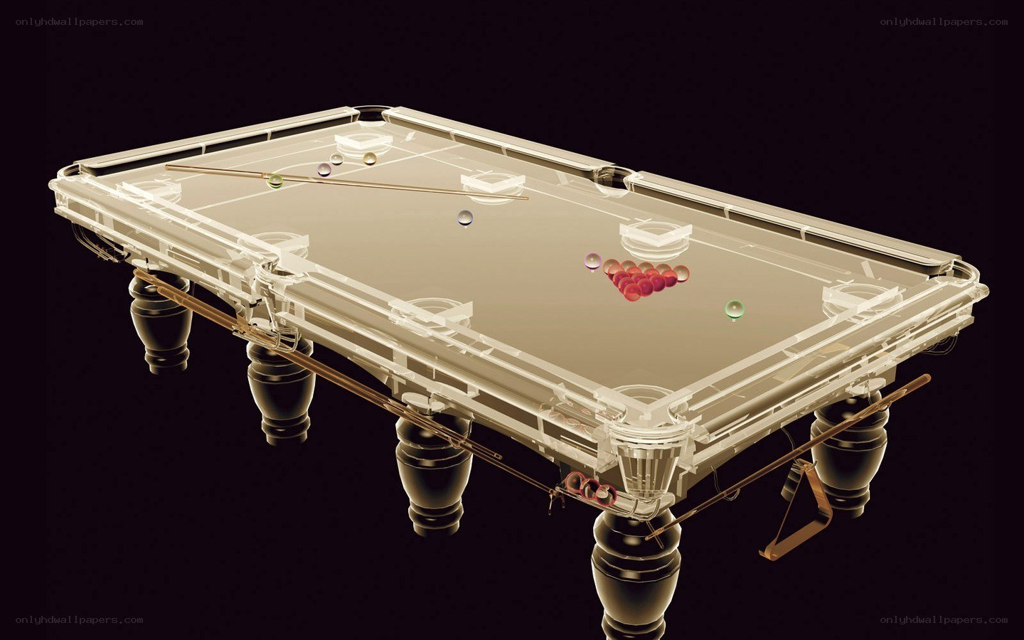X-ray view of a pool table