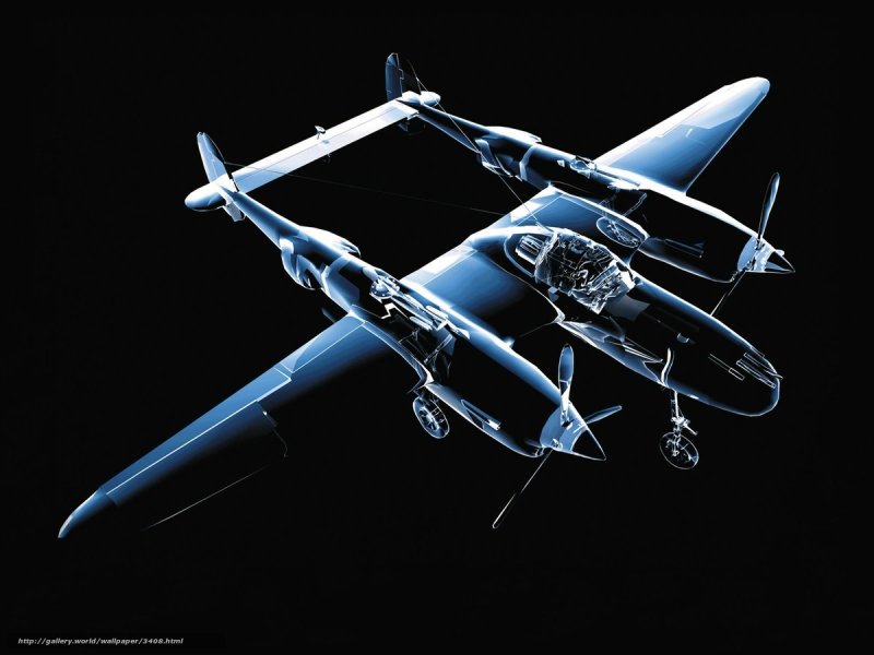 X-ray view of twin-engine aircraft