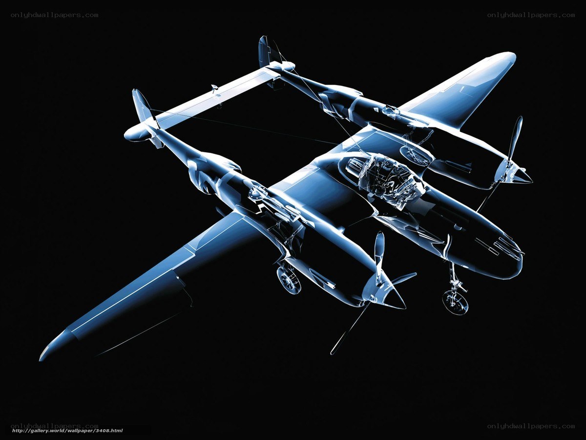 X-ray view of twin-engine aircraft