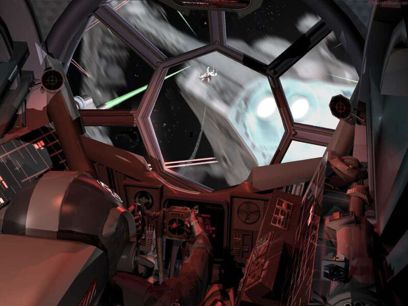 X-wing cockpit view during battle