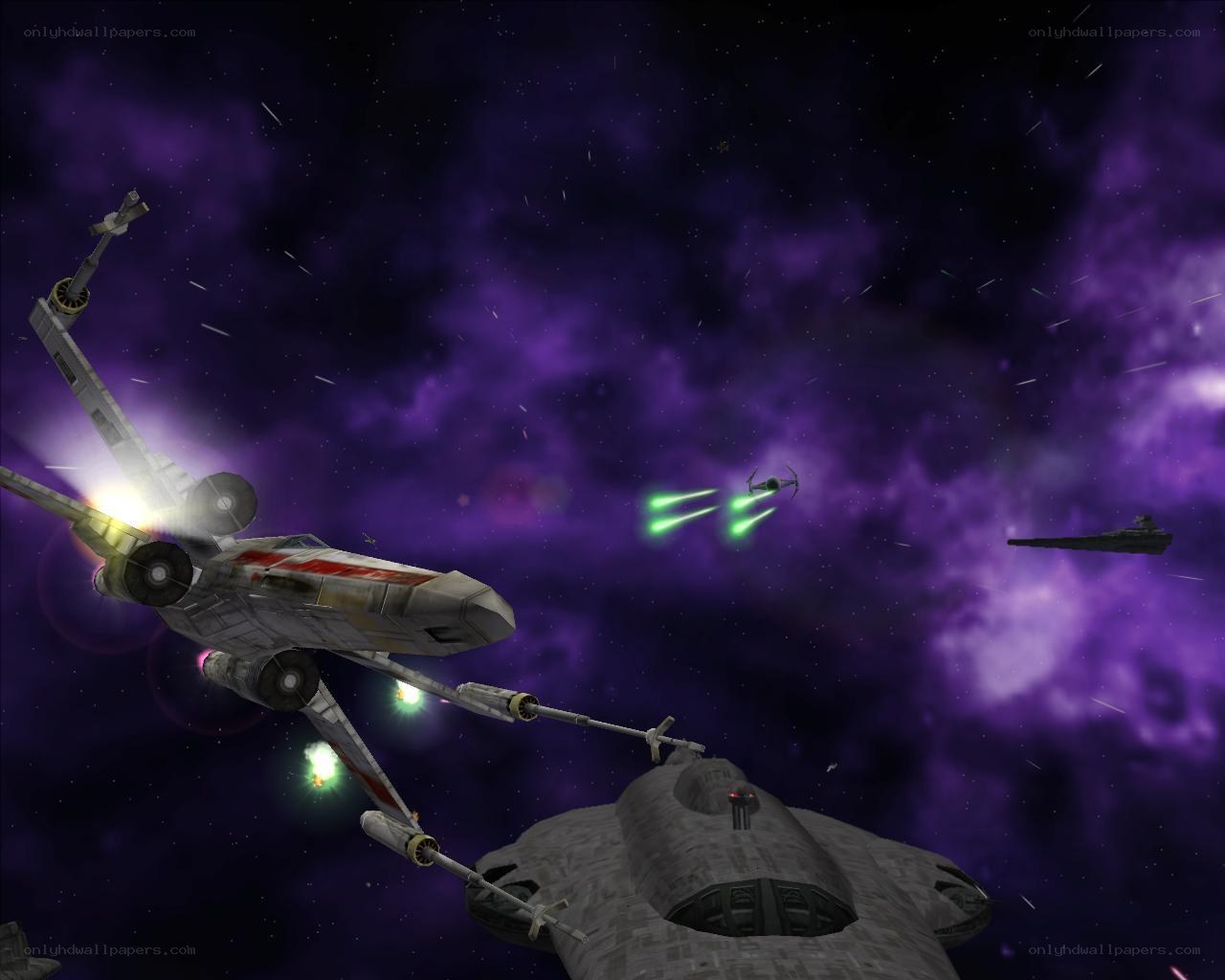 X-wing dogfight in space