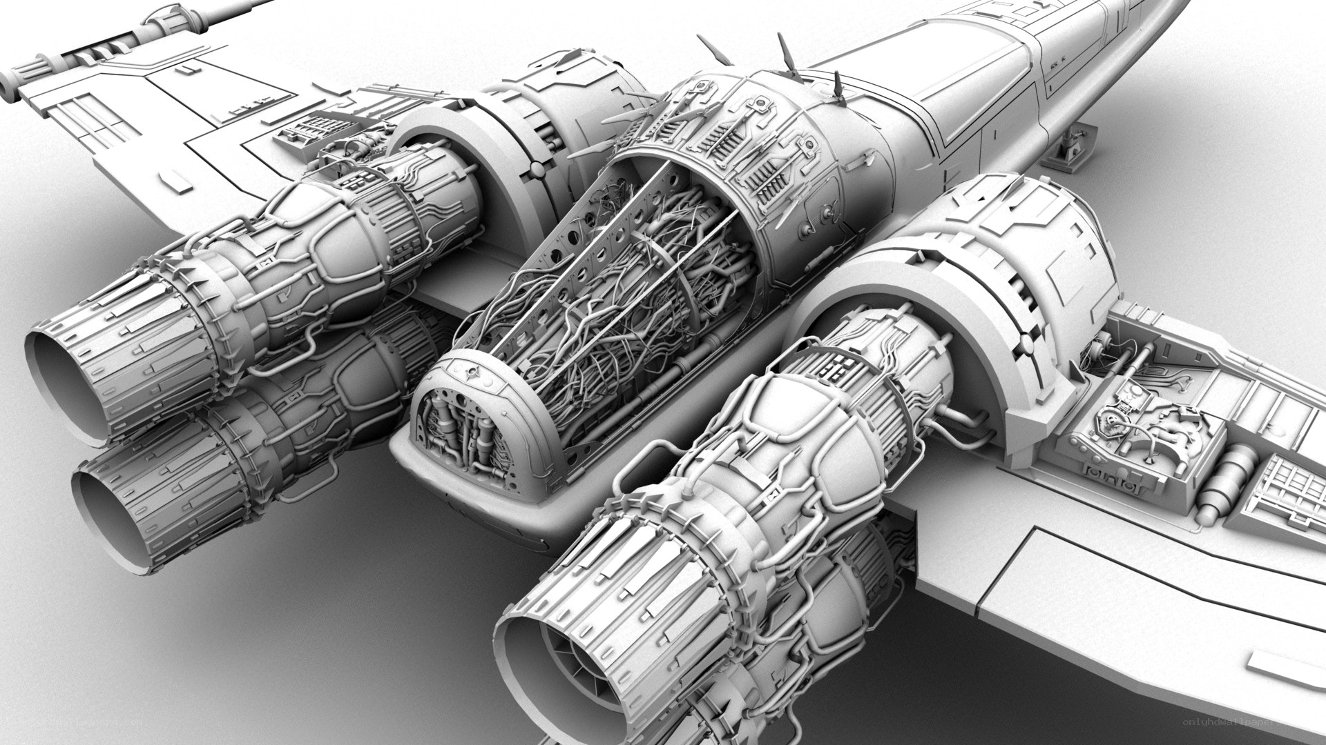 X-wing fighter cutaway model