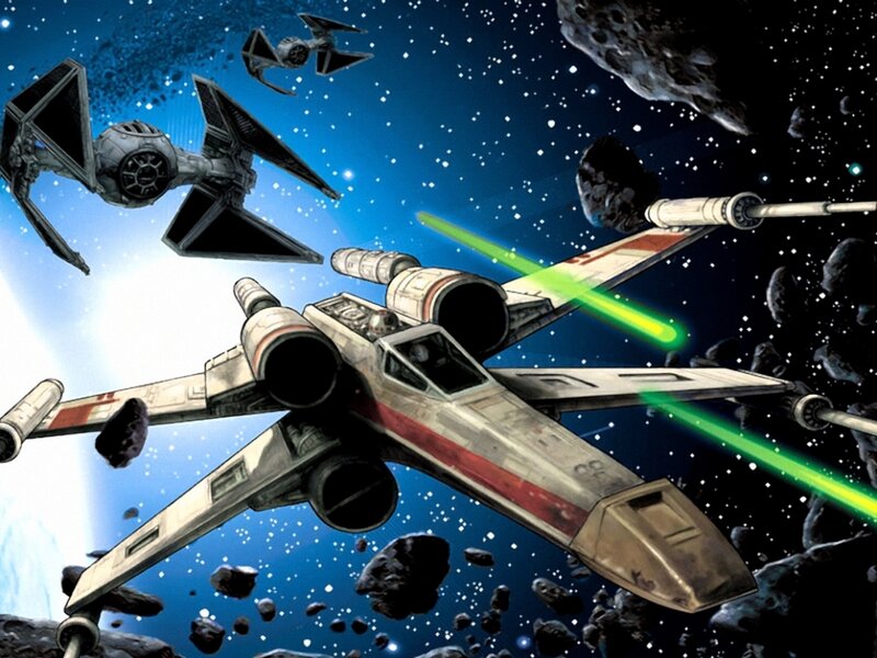 X-wing Fighter in Battle — Blue