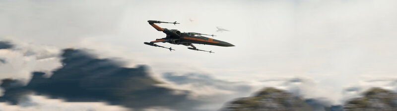X-wing Fighter in Flight — Gray, Dynamic, 3d Render