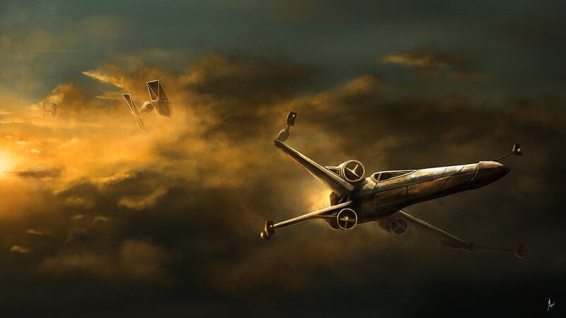 X-wing Fighter in Flight — Orange