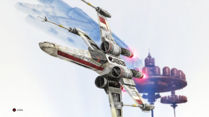 X-wing Fighter in Flight — White, Dramatic